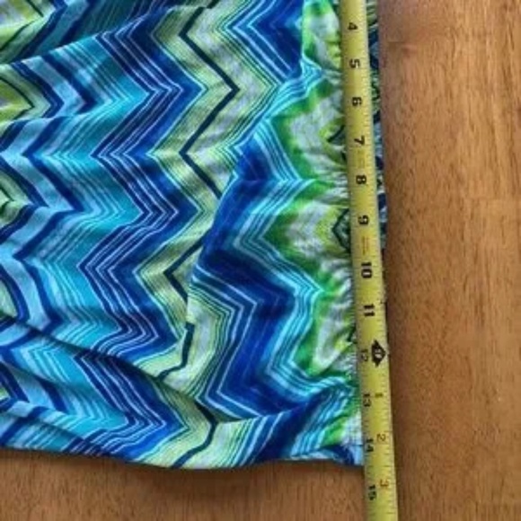 Lily Bleu Sz L Strapless Chevron Maxi Casual Dress Neon Striped Belted - Picture 7 of 7